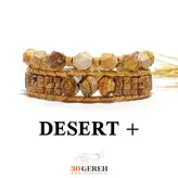 دستبند سنگی ست دوتایی جاسپر پیکچر اصل و معدنی با بافت چرمی ضخیم