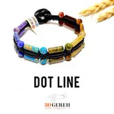 دستبند هفت چاکرای سنگی اصل و معدنی نقطه خط بافت چرمی ضخیم