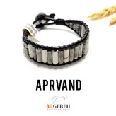 دستبند سنگی جاسپر پیکاسو اصل تراش لوله ای با چرم طبیعی درجه یک دستبند اپروند