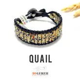 دستبند سنگی جاسپر بلدرچین تراش لوله ای اصل با چرم طبیعی دستبند بلدرچین