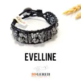 دستبند سنگی اصل آبسیدین لکه برفی چرم طبیعی دستبند دلپذیر