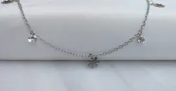 پابند دخترانه استیل نقره ای نگین دار