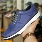 کفش روزمره مردانه مدل چرم طبیعی yerish رنگ آبی