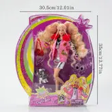 عروسک باربی دفا مو بلند همراه سگ