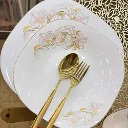 سرویس آرکوپال طرح گل طلا لب طلا مربع