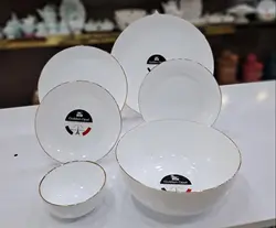 سرویس غذاخوری 6 نفره آرکوپال لب طلا قالب دیوالی فرانسه | برند گلدن اپال