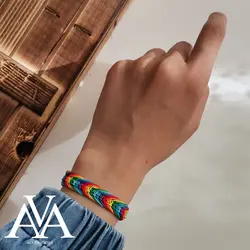 دستبند بافت رنگین کمونی