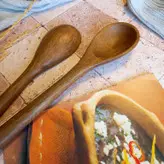 ملاقه چوبی دستساز بارلی مدل دیارا مناسب خورشت 27 سانتی چوب گردو کد bar0252