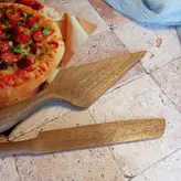 کارد و کاردک کیک و پیتزا چوبی دستساز بارلی مدل نلین 25 سانتی چوب گردو کد bar0281