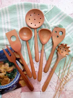 قاشق آجیل خوری چوبی دستساز بارلی(1عددی) مدل دلوین کد bar0265 چوب راش 25 سانتی