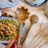 چنگال پاستا و ماکارونی چوبی دستساز بارلی مدل ژیکان 27 سانتی چوب گردو کد bar0286