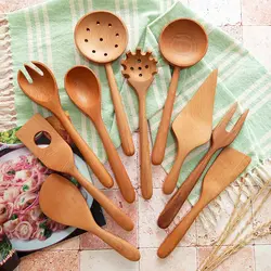 قاشق سالادخوری چوبی دستساز بارلی (1عددی) مدل مثلثی کد bar0236 چوب افرا 28 سانتی