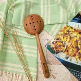 ست کفگیر ملاقه چوبی دستساز بارلی ویژه جهیزیه عروس 5 تکه نقاشی شده با دست کد bar0141