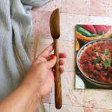 قاشق و کفگیر چوبی دستساز بارلی ست دوتایی دسته بلند کد bar0232 چوب گردو 30 سانتی