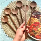 قاشق سالادخوری چوبی دستساز بارلی(ست 2 تایی) کد bar0240 چوب گردو 25 سانتی