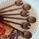 قاشق سالادخوری چوبی دستساز بارلی(ست 2 تایی) کد bar0240 چوب گردو 25 سانتی