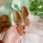 قاشق آجیل خوری جدید بارلی (1عدد) دست ساز برنج نشان مدل آیلی چوب راش 16 سانتی کد bar0241
