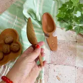 قاشق آجیل خوری جدید بارلی (1عدد) دست ساز برنج نشان مدل آیلی چوب راش 16 سانتی کد bar0241