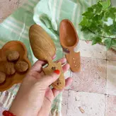 قاشق آجیل خوری جدید بارلی (1عدد) دست ساز برنج نشان مدل آیلی چوب راش 16 سانتی کد bar0241