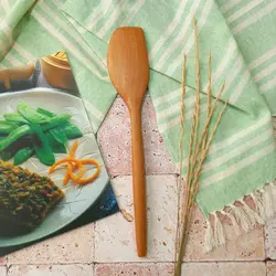 قاشق چوبی دستساز بارلی مدل توپکی دسته خشتی 27 سانتی چوب گردو کد bar0207