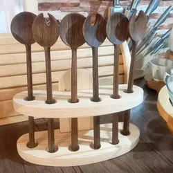استند قاشق چوبی دست ساز بارلی مدل پالتی چوب روسی شش سوراخه