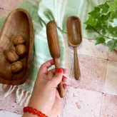 قاشق آجیل جدید بارلی (1عدد) دست ساز مدل لونا چوب گردو 20 سانتی کد bar0296