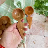 قاشق آجیل خوری جدید بارلی چوب (1عدد) دست ساز برنج نشان مدل آلین چوب راش 16 سانتی کد bar0056