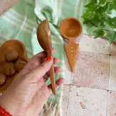 قاشق آجیل خوری جدید بارلی چوب (1عدد) دست ساز برنج نشان مدل آلین چوب راش 16 سانتی کد bar0056