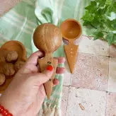 قاشق آجیل خوری جدید بارلی چوب (1عدد) دست ساز برنج نشان مدل آلین چوب راش 16 سانتی کد bar0056