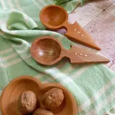 قاشق آجیل خوری جدید بارلی چوب (1عدد) دست ساز برنج نشان مدل آلین چوب راش 16 سانتی کد bar0056