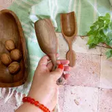 قاشق آجیل جدید چوب گردو (1عدد) 17 سانتی مدل زریا مناسب آجیل خوری متوسط و بزرگ کد bar0055