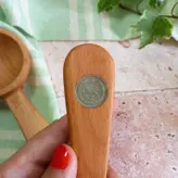 قاشق آجیل خوری جدید بارلی چوب (1عدد) دست ساز سکه شاهی نشان مدل شاهان چوب راش 17 سانتی کد bar0057