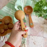 قاشق آجیل خوری جدید بارلی چوب (1عدد) دست ساز سکه شاهی نشان مدل شاهان چوب راش 17 سانتی کد bar0057