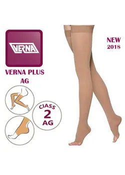 جوراب واریس کلاس 2 ورنا پلاس AG با کفه بالای ران سیلیکون دار Verna Plus
