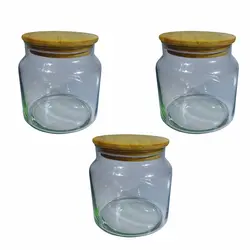 بانکه مدل حبوبات درب چوبی کد 307 مجموعه 3 عددی