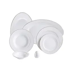 سرویس غذاخوری 28 پارچه چینی زرین ایران سری ایتالیا اف مدل سپید صدف درجه یک