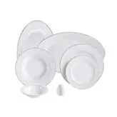 سرویس غذاخوری 28 پارچه چینی زرین ایران سری ایتالیا اف مدل سپید صدف درجه یک