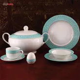 سرویس 102 پارچه چینی زرین ایران سری ایتالیا اف مدل سپید صدف درجه یک