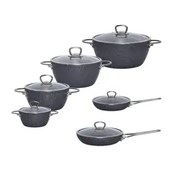 سرویس پخت و پز 12 پارچه ام جی اس مدل دسته استیل کد 800307