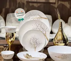 . سرویس جدید اپال طرح درخت طلایی لبه طلایی تولید