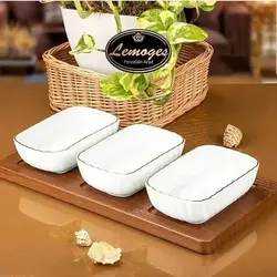 اردو خوری سرامیکی لمون همراه با زیره چوبی مناسب سرو