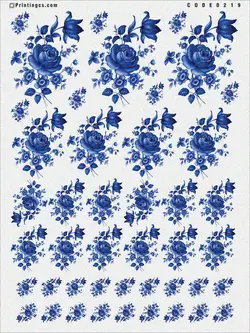 ترانسفر مدل گل آبی کد 219