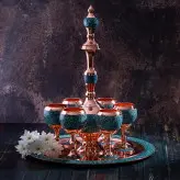 سرویس جام و تنگ و سینی فیروزه کوبی نیشابور شربت خوری ست فیروزه کوبی 37