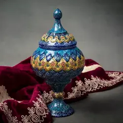 شکلات خوری مینا کاری 27 سانتی (قندان) گز خوری و صنایع دستی پذیرایی و دکوری