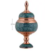 شکلات خوری نقلی فیروزه کوبی 16 سانتی مس و فیروزه کوب گز خوری یا قندان پایه دار