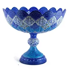 میوه خوری آجیل خوری کاسه پایه دار مینا کاری 26 سانتی صنایع دستی