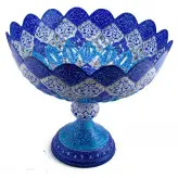 میوه خوری آجیل خوری کاسه پایه دار مینا کاری 26 سانتی صنایع دستی