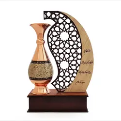 تندیس یا نماد گلدان 16 مس و خاتم صنایع دستی و یاد بود و دکوری و کادویی مناسبتی و تبلیغاتی و هدیه و