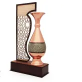 تندیس یا نماد گلدان 16 مس و خاتم صنایع دستی و یاد بود و دکوری و کادویی مناسبتی و تبلیغاتی و هدیه و