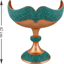 کشکول فیروزه کوبی بزرگ 42 سانتی کشکول مس و فیروزه کوبی نیشابور صنایع دستی سایروس